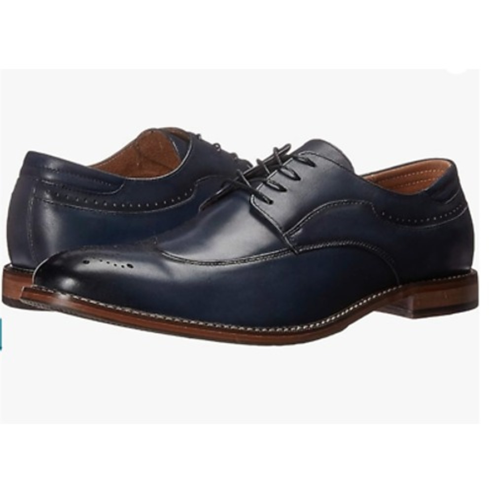Stacey Adams Fletcher Wingtip Oxford Blue Leather Shoes Mens Size 8.5 New No Box